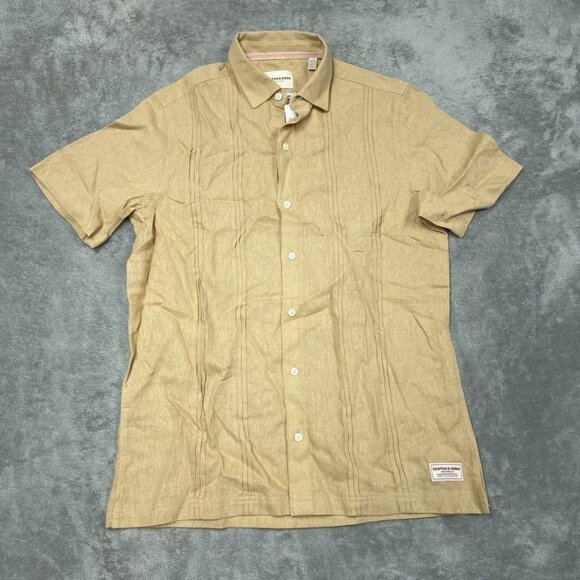 Scotch & Soda Mens Beige Button Up Linen Shirt Size Small a1331 - Picture 1 of 9